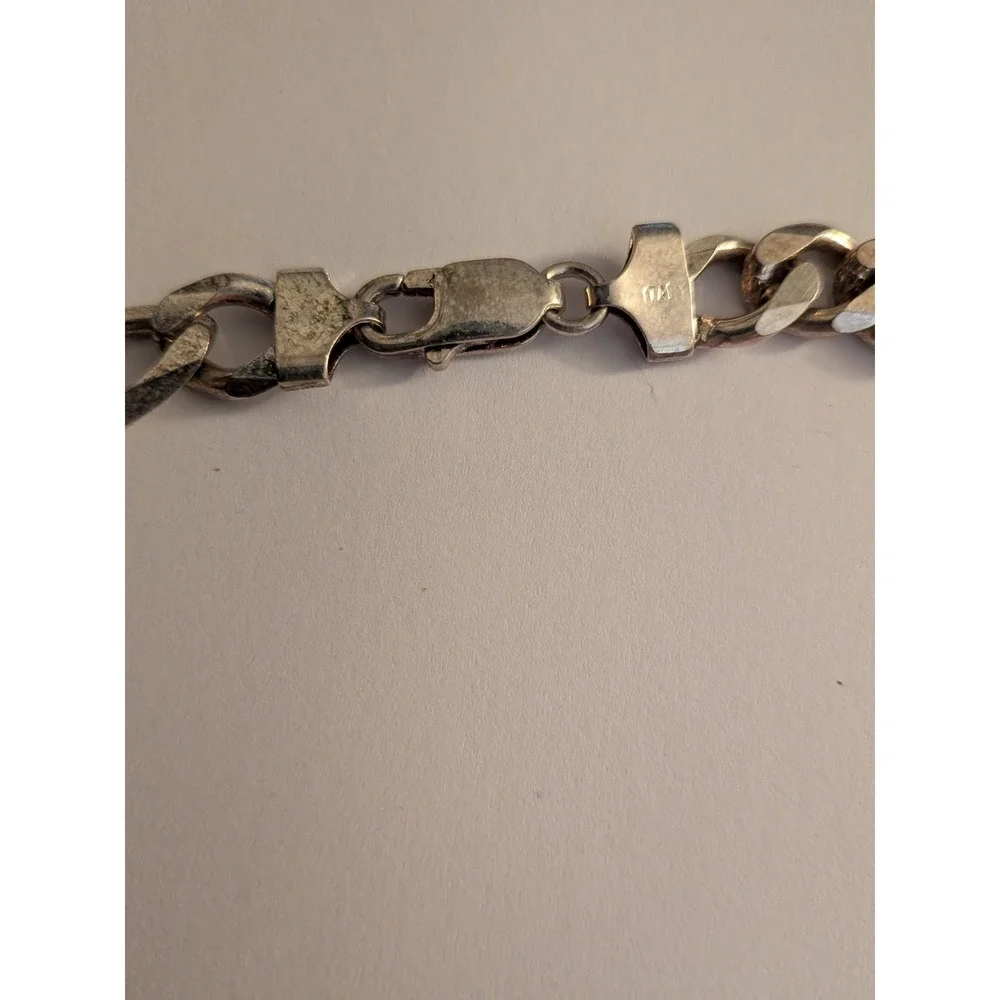 925 Sterling Silver 72 grams Vintage Figaro Link Chain Necklace Italy Stamped